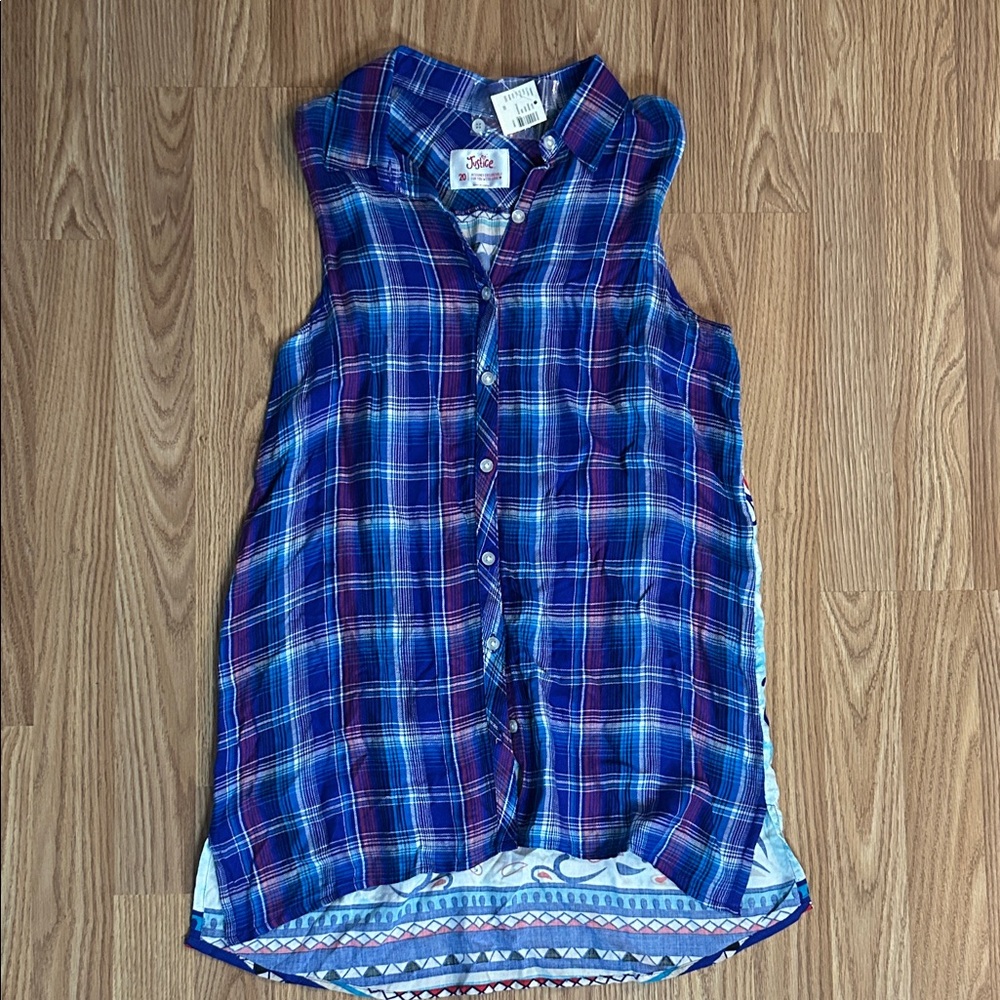 Justice Vibrant Blue and Purple Plaid Dress